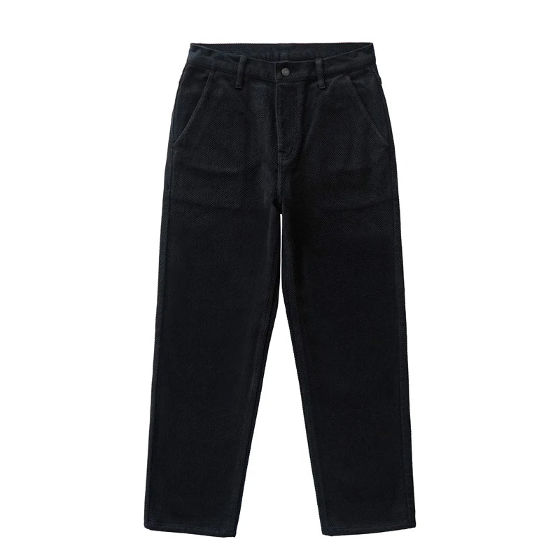 Sauce Zhan Men's Indigo Sashiko Pants  Japanese Style Cusual Trousers Thickened  for Autumn and Winter Regular Fit 20 OZ