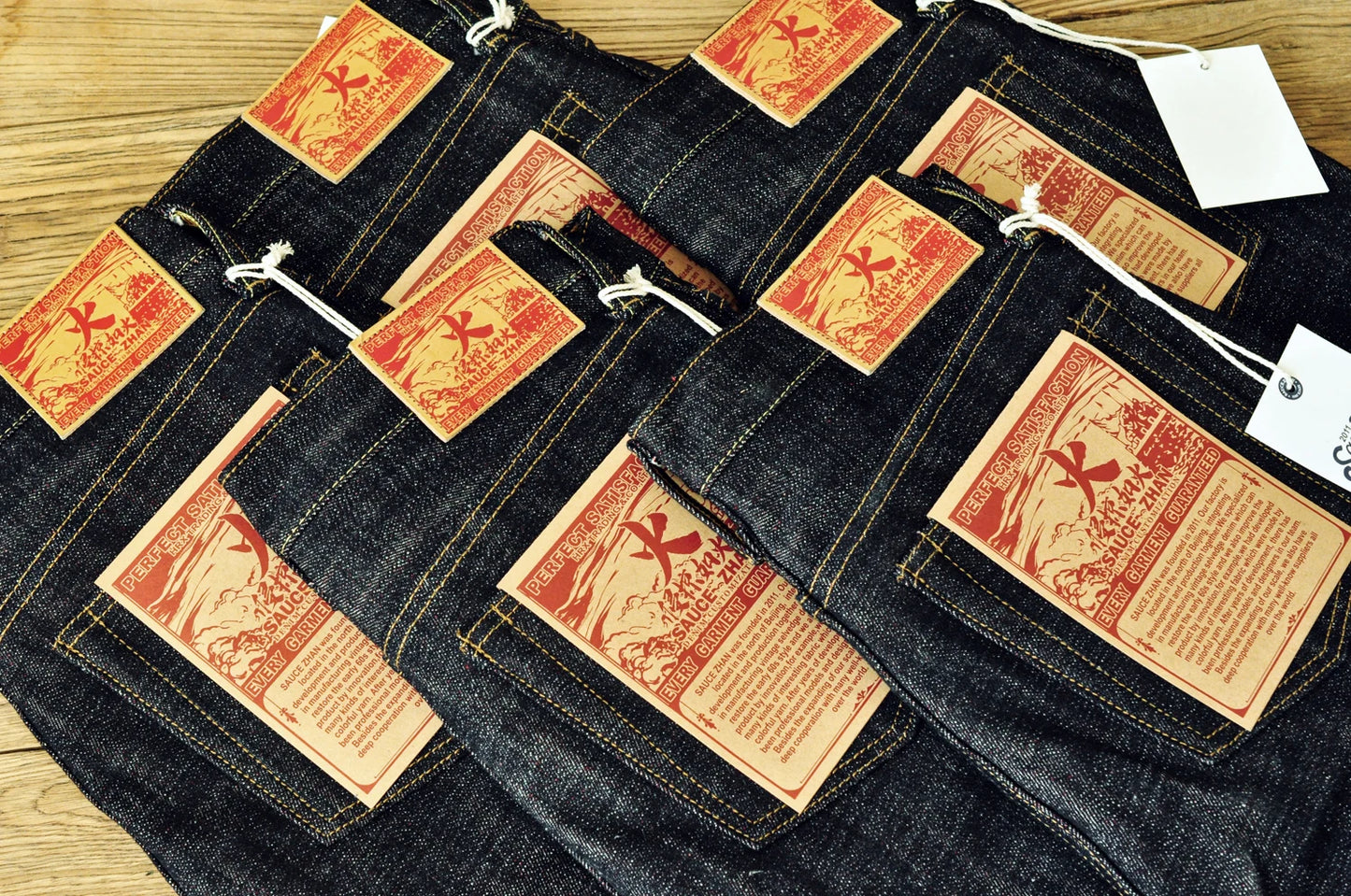 Saucezhan EX315XX-BO-Fire Jeans for Men Furinkazan Selvedge Jeans Mens Jeans Taper Fit 16.8 OZ Silver-plated Buttons Raw Denim