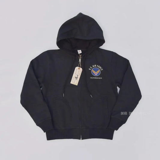 BOB DONG USAF California Base Military Print Zip Hoodies Men Hooded Sweatshirt