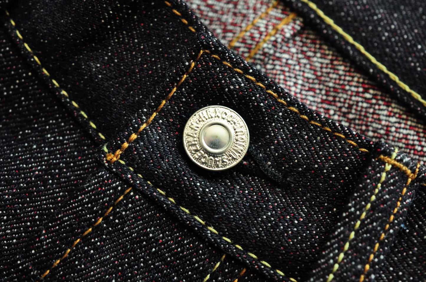 Saucezhan EX315XX-BO-Fire Jeans for Men Furinkazan Selvedge Jeans Mens Jeans Taper Fit 16.8 OZ Silver-plated Buttons Raw Denim