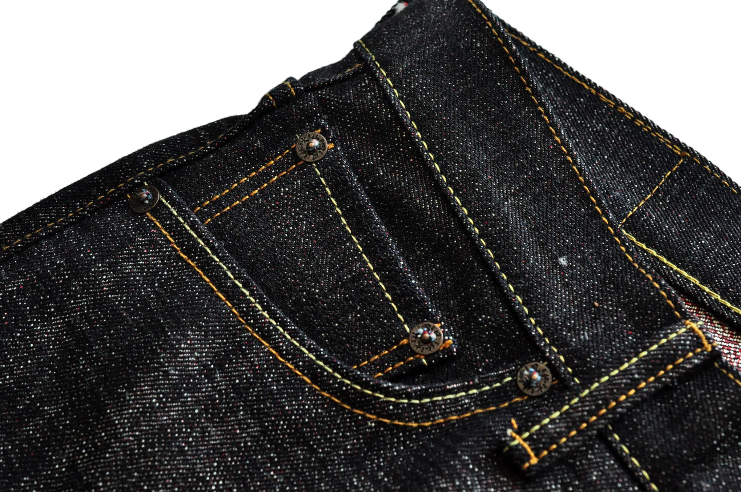 Saucezhan EX315XX-BO-Fire Jeans for Men Furinkazan Selvedge Jeans Mens Jeans Taper Fit 16.8 OZ Silver-plated Buttons Raw Denim