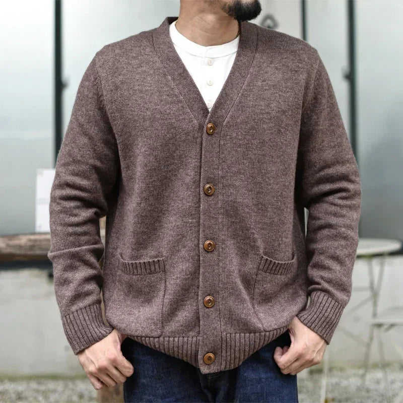 Sauce Zhan Mens Sweater Cardigan Sweater for Man Sheep Wool Vintage Autumn Winter Sweater Coat