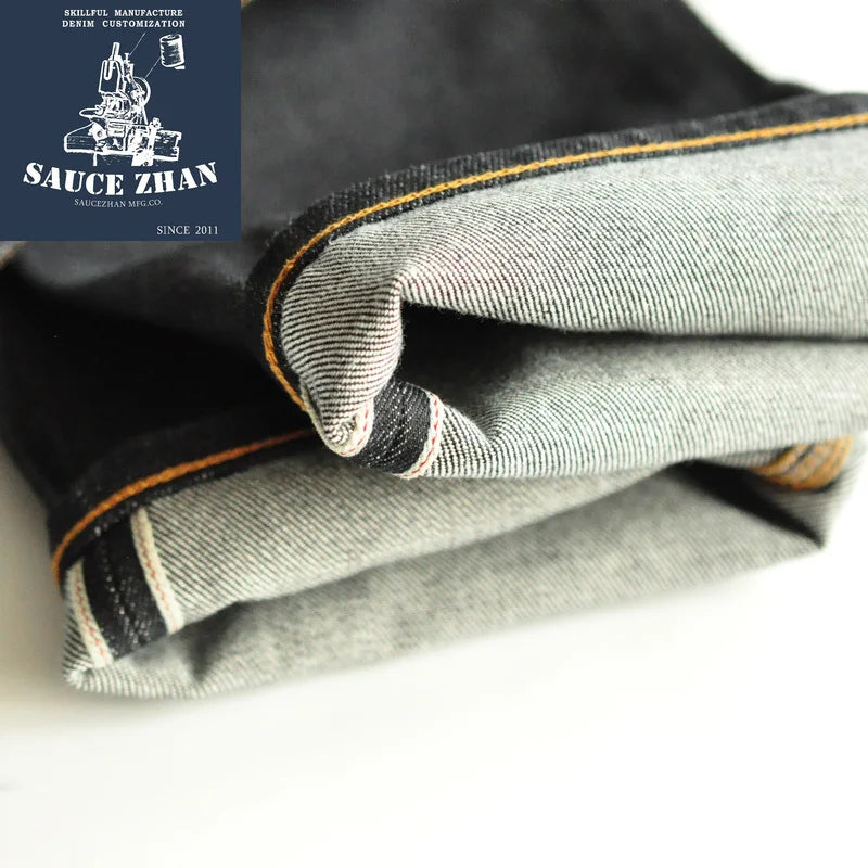SauceZhan 315XX Taper  fit Selvedge denim Jeans for men  Denim Jeans Unwashed BLUE Jeans 14.5 Oz Motorcycle Jeans