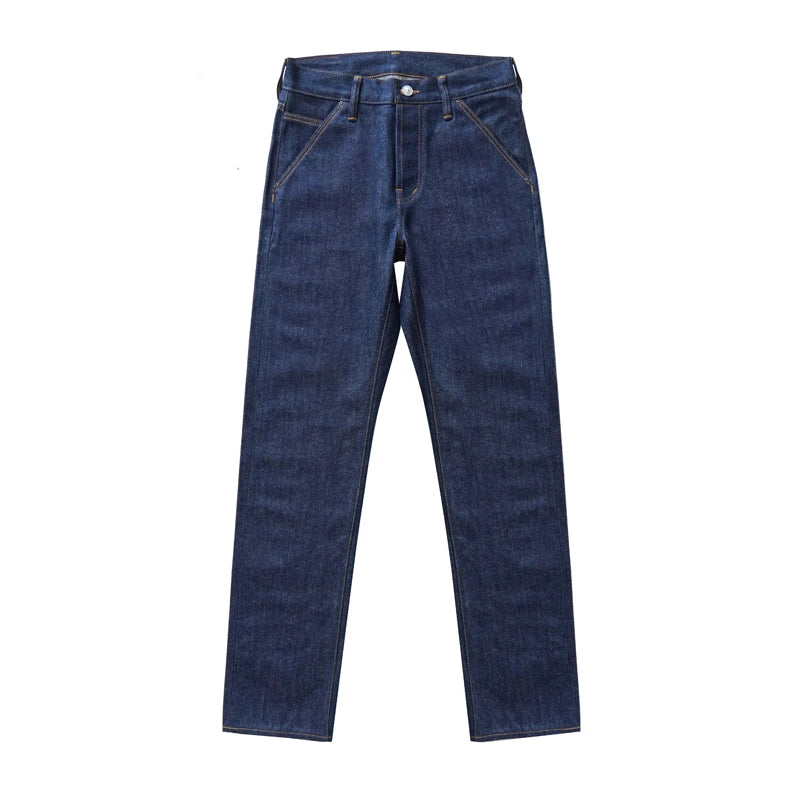 SAUCE ORIGIN 908-TN Men's Denim Jeans Silver Button Indigo Selvedge Denim Fine Craftsmanship 66 Model Straight Leg 11 Oz