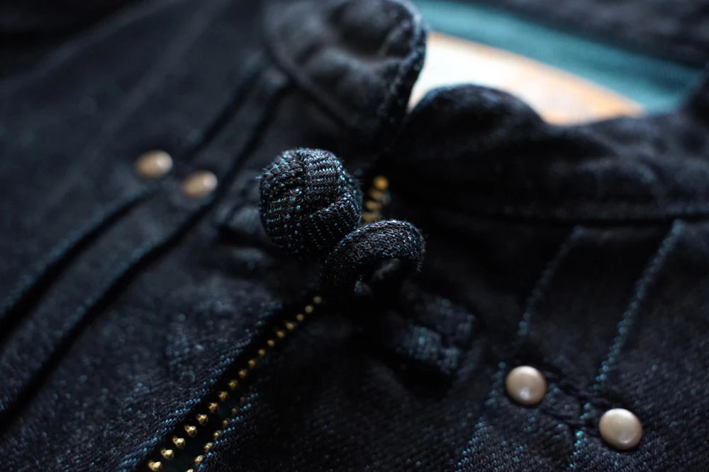 Sauce Zhan Mans Jacket Indigo Selvedge Denim Jacket Jean Jacket Men Vintage Chinese Style Knot Button Loose Fit