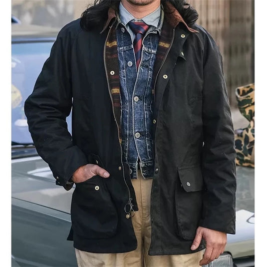 Non Stock Light Waxed Country Jacket Heritage Style Mens 4-Pocket Outerwear Coat