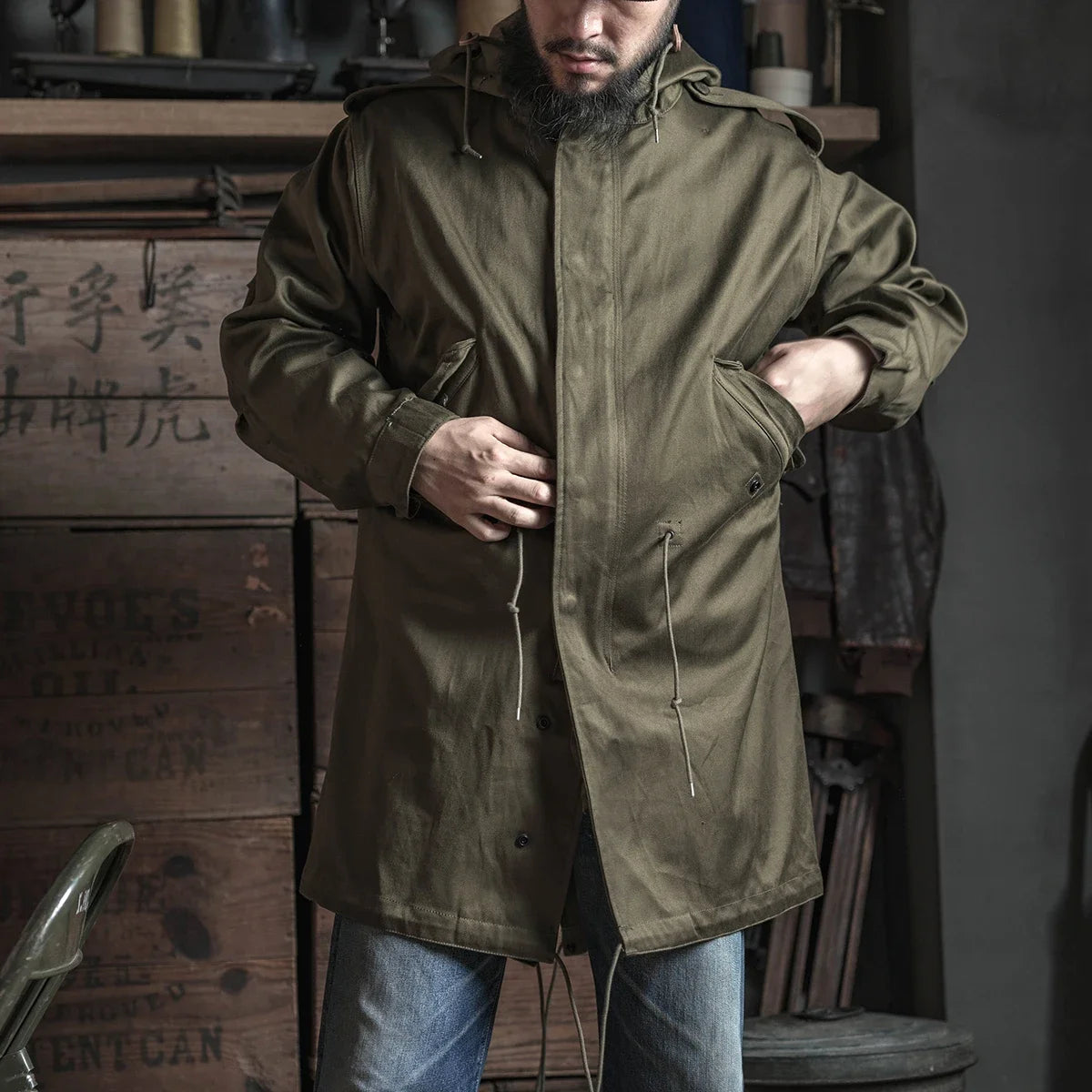 Bronson M-1951 Fishtail Parka Shell Sateen Cotton Army Type M-51 Coat Jacket