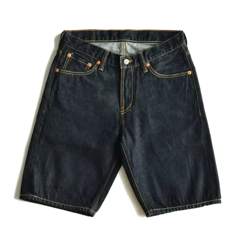 SauceZhan Men Shorts Jean Shorts Indigo Selvedge Denim for Summer Casual Regular Fit