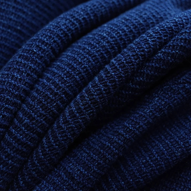 Sauce Zhan Men’s Summer Knit T-Shirt  Short Sleeve Tee  Indigo Dye O-neck  Loose Fit