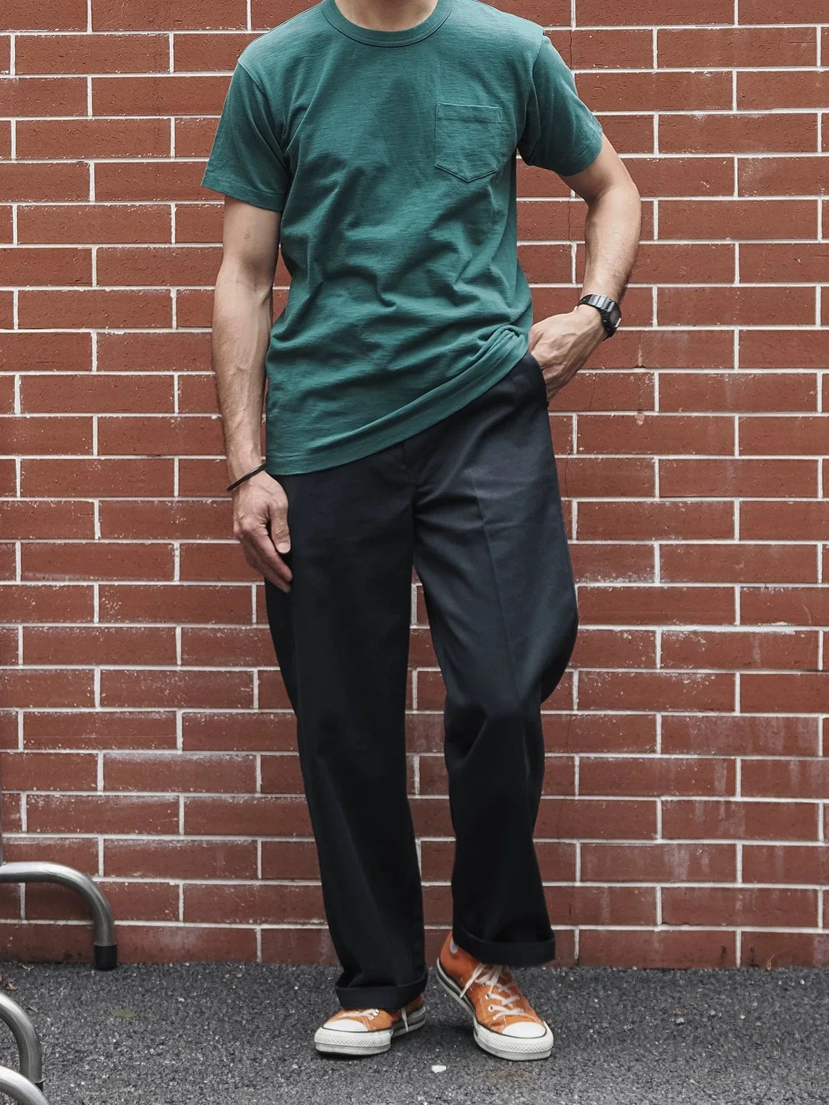 Non Stock Cotton Polyester Work Pants Relaxed Straight Cut High Waist Casual Trousers For Men