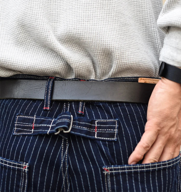Sauce Zhan Mens Vintage Indigo Wabash Jeans Striped Selvedge Workwear Jeans - Men's American Classic Relax Fit Straight Leg