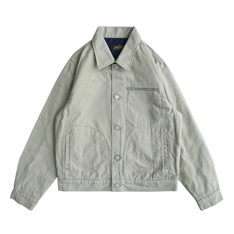 Sauce Zhan  Men's Workwear Style Canvas Trucker Jacket in Amekaji Fashion Regular Fit