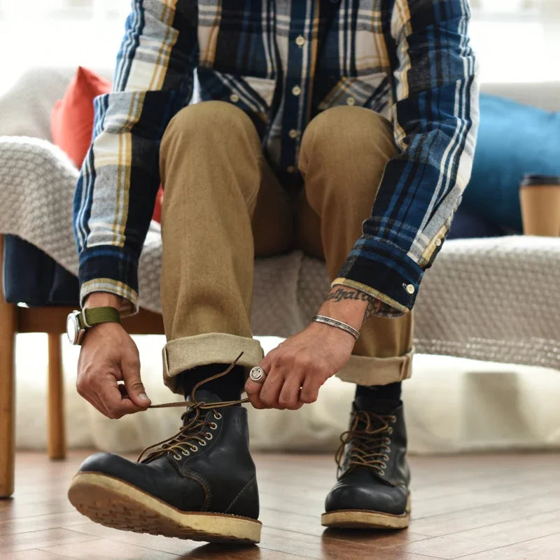 Saucezhan jeans men Selvedge denim jeans vulcanization Khaki jeans pants Autumn and winter cargo pants men  Zipper Fly Casual