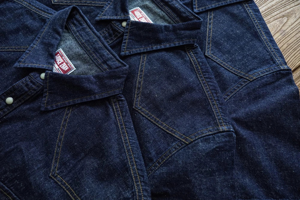 Sauce Zhan  Mens Shirts Summer Short Sleeve Vintage Linen Indigo Denim Shirt Double Pockets Regular Fit