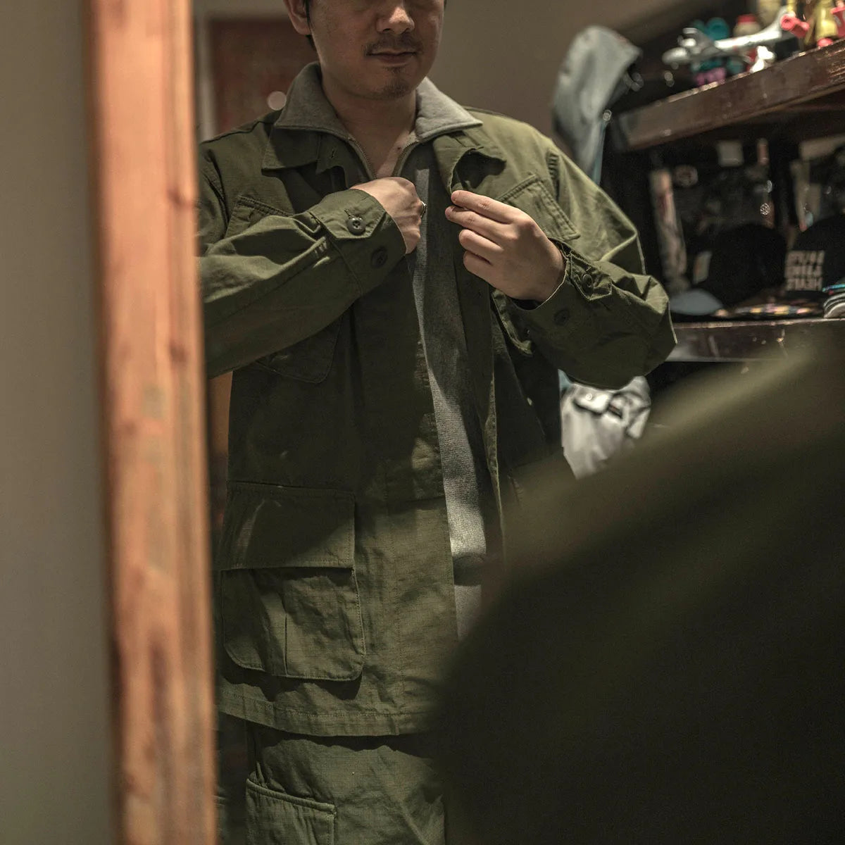 Non Stock Vietnam War Ripstop Jungle Jacket Army Tropical Combat Uniform Green