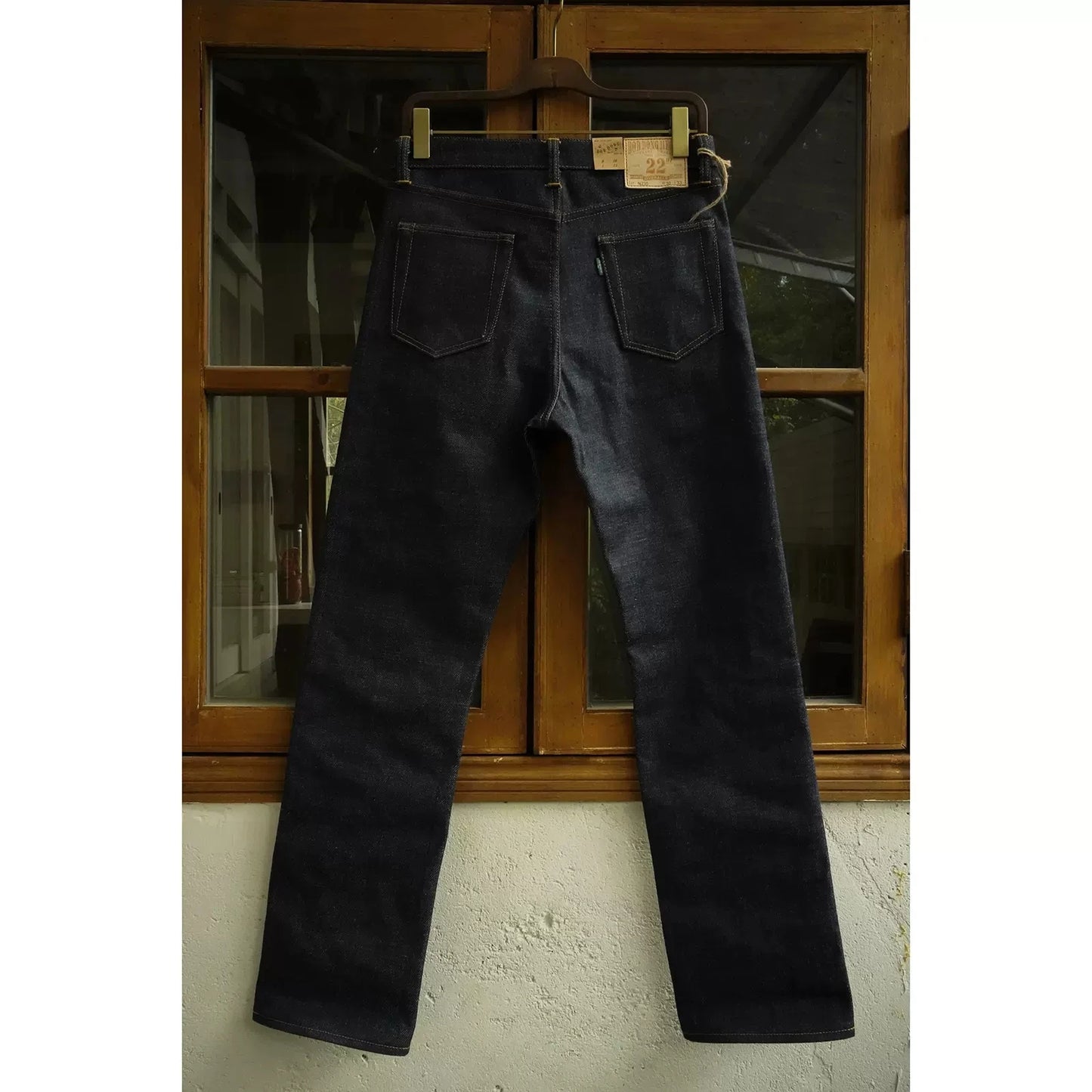 BOB DONG N235 Rigid Men's Jeans 22oz Raw Selvage Denim Pants Straight Leg