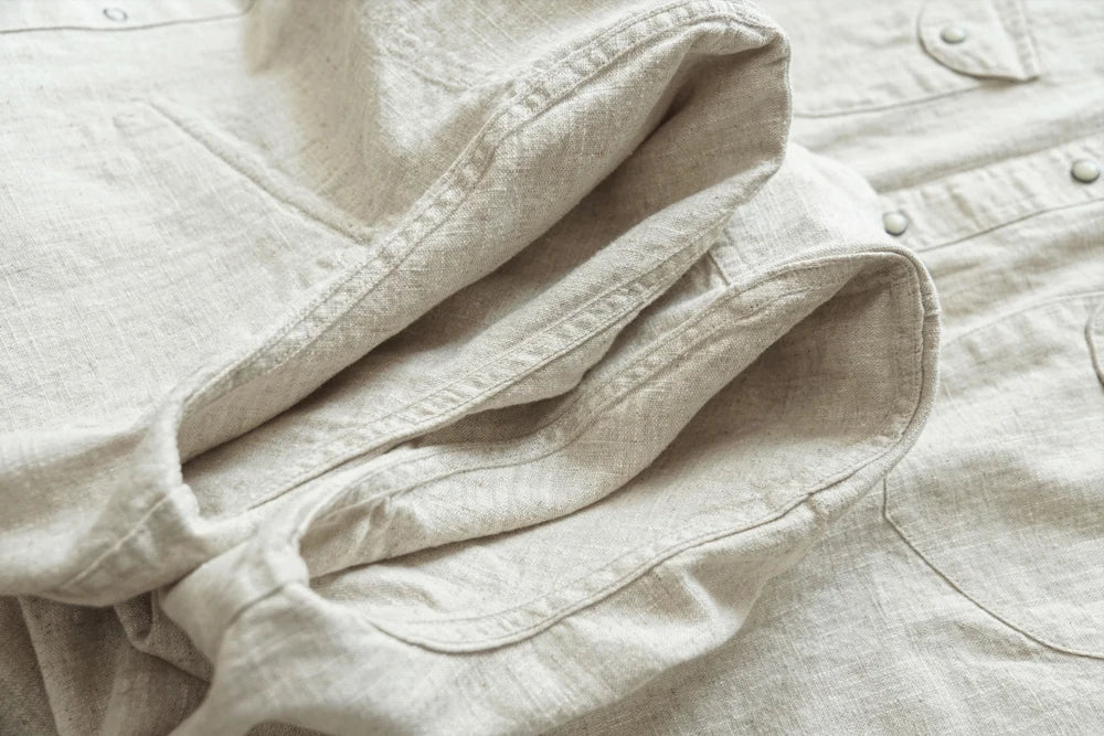 Sauce Zhan Mens Shirts Ramie Shirt for Man Long Sleeve Regular Fit