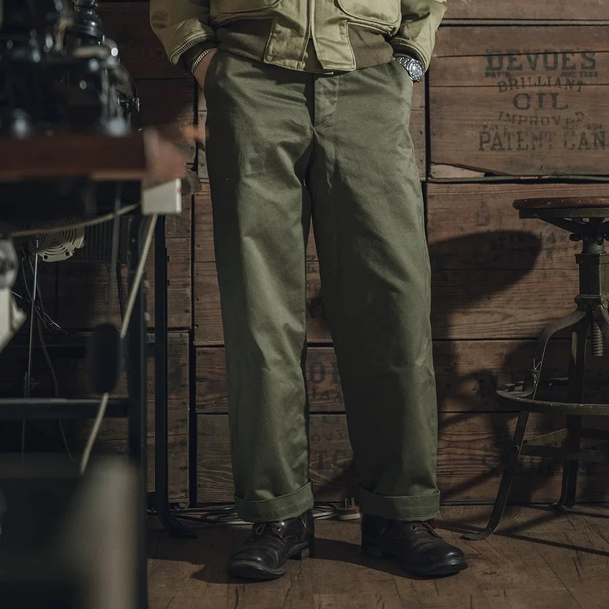 Rugged Bronson Army M-43 Field Pants Cotton Sateen 40s Vintage Style Mens Trousers Straight Fit