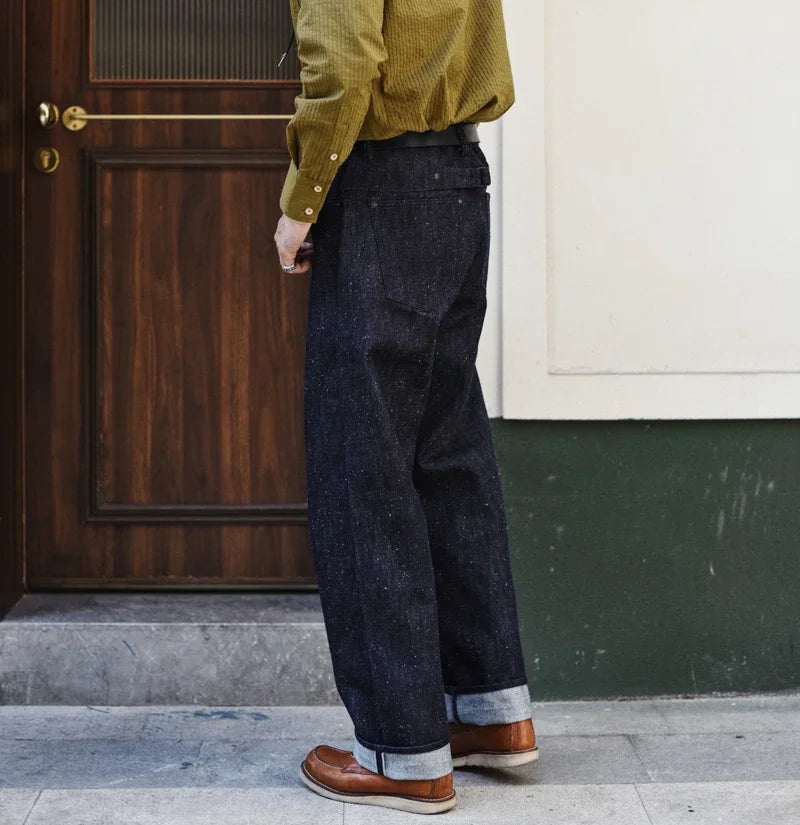 SAUCE ORIGIN 917 Men Jeans Sanforized Selvedge Raw Denim Denim Jeans for Men Linum Silver Button Cotton Wide Leg Loos Fit