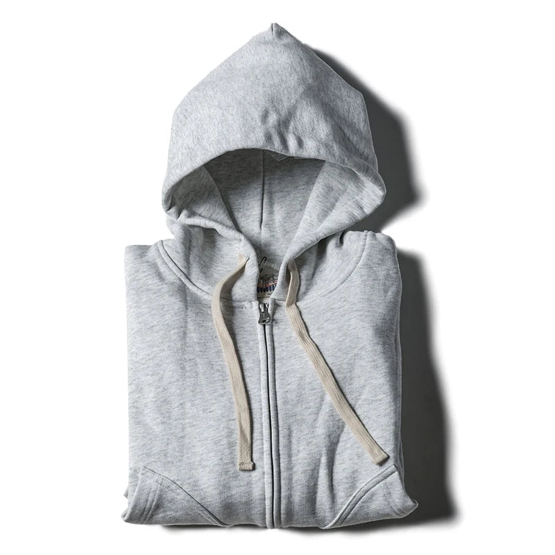 Non Stock Men's Zip Up Hooded Sweatshirt Heavyweight Solid Color Hoodies Thick
