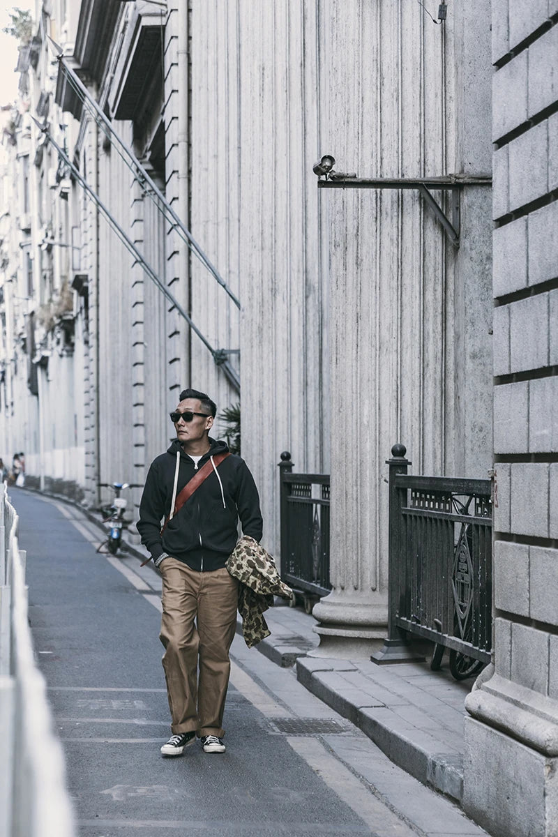 Non Stock Men's Zip Up Hooded Sweatshirt Heavyweight Solid Color Hoodies Thick