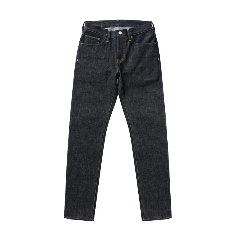 SAUCE ORIGIN 1A910-AG Mens Jeans Selvedge Denim Jeans for Man Silver Button Slim Fit Handmade 15 Oz
