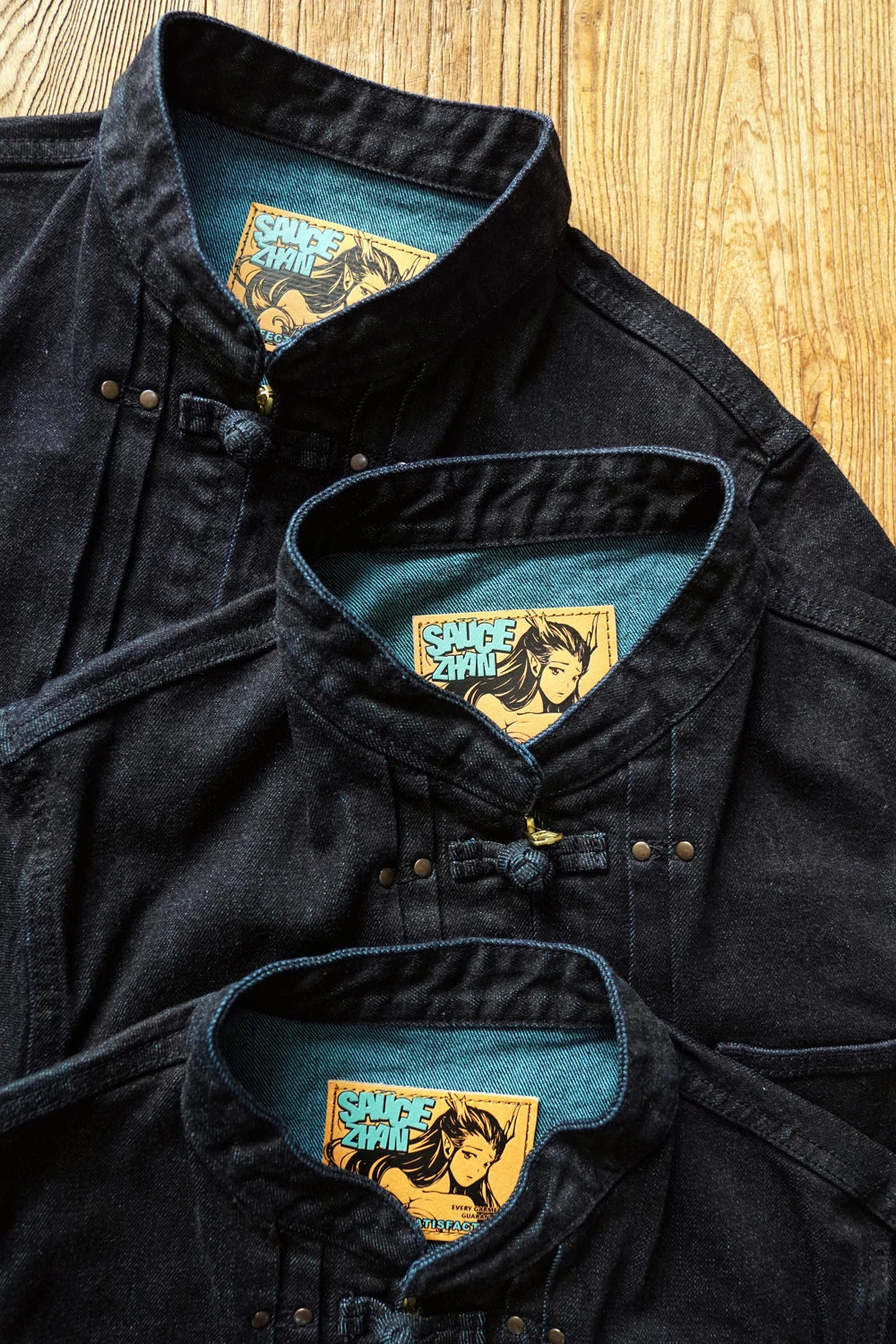 Sauce Zhan Mans Jacket Indigo Selvedge Denim Jacket Jean Jacket Men Vintage Chinese Style Knot Button Loose Fit