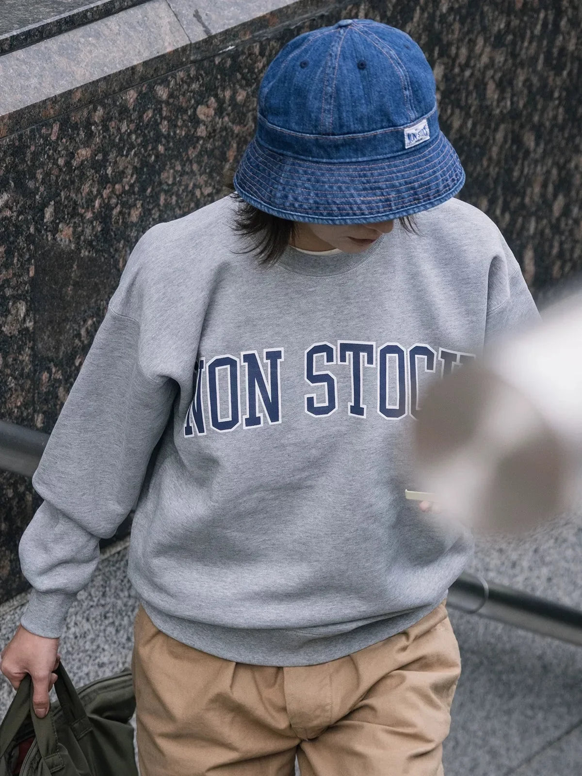 Non Stock HBT Denim Dome Bucket Hat Washed Cotton Fisherman Cap For Daily Casual Vacation