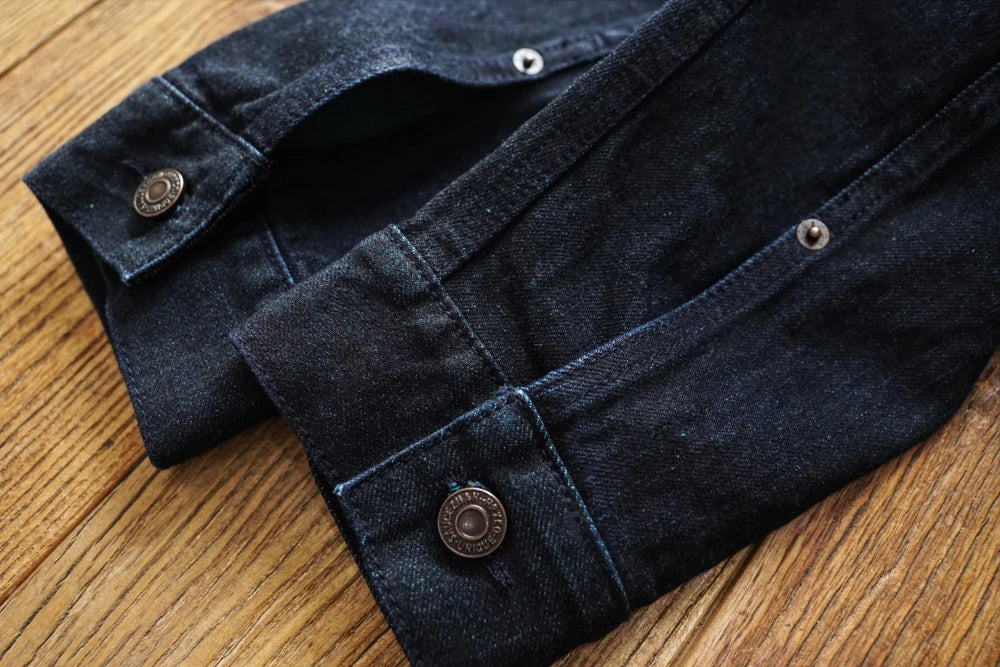 Sauce Zhan Mans Jacket Indigo Selvedge Denim Jacket Jean Jacket Men Vintage Chinese Style Knot Button Loose Fit