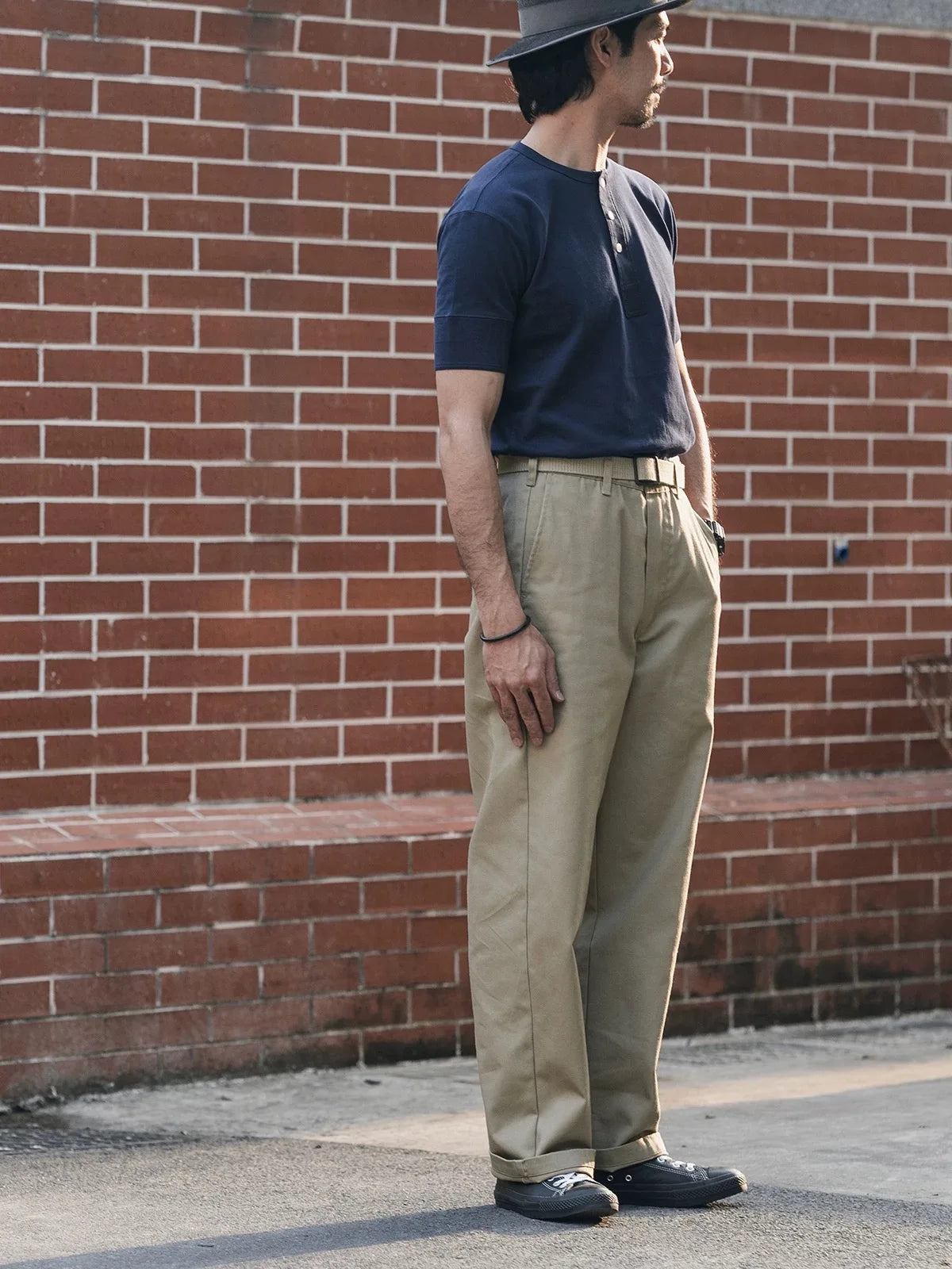 Non Stock Cotton Polyester Work Pants Relaxed Straight Cut High Waist Casual Trousers For Men