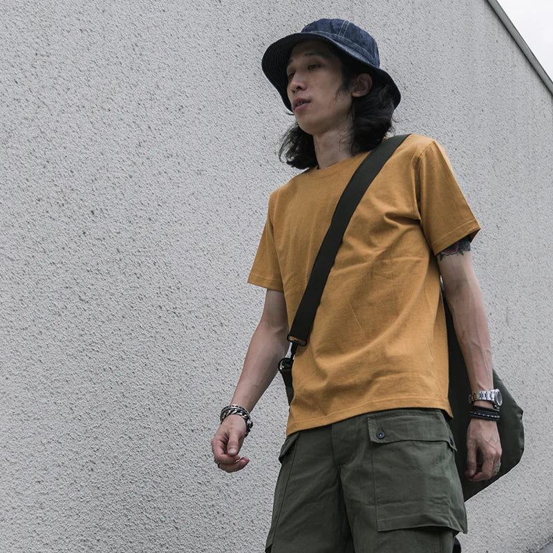 Non Stock 260g Seamless Tubular T-Shirts USA Cotton Crew Neck Short Sleeve Tee