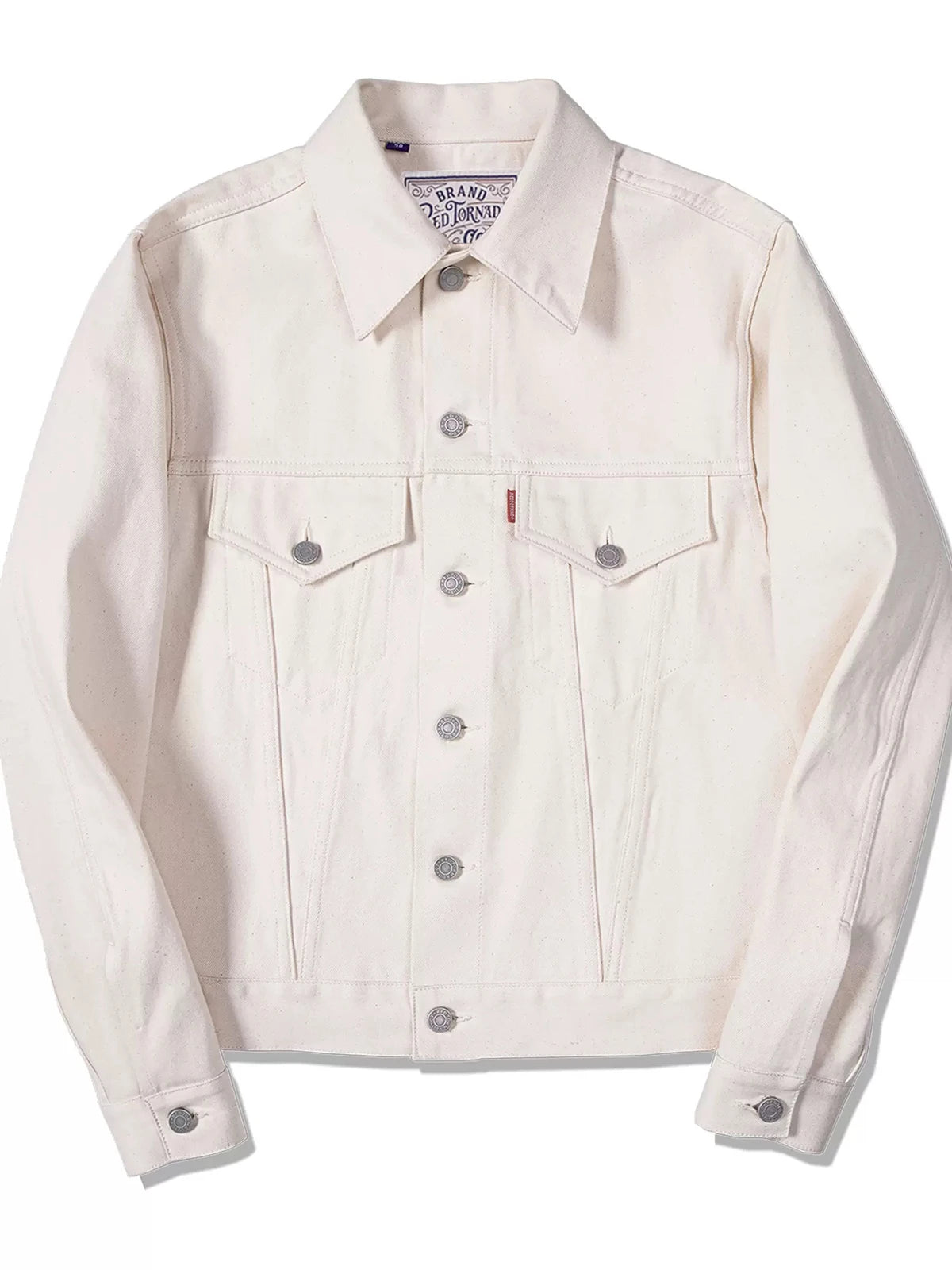 Red Tornado Type III Trucker Jacket 557XX White Selvedge Denim Short Mens Outerwear Slim Fit