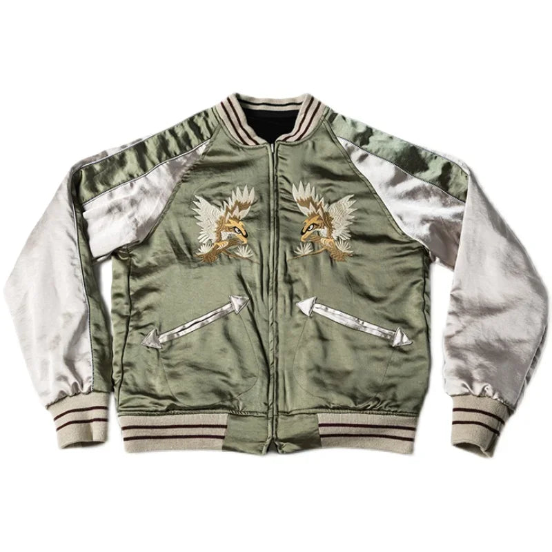 Non Stock Suka Reversible Souvenir Jacket Embroidered Sukajan Baseball Outerwear