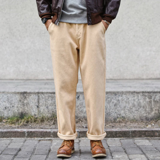 Sauce Zhan Men's Indigo Sashiko Pants  Japanese Style Cusual Trousers Thickened  for Autumn and Winter Regular Fit 20 OZ