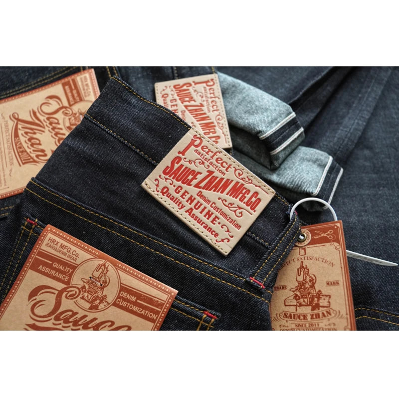 SAUCE ZHAN 344XX-10OZ Summer Sanforized Selvedge Denim Jeans Cotton-ramie Men's Jeans Loose Fit High Rise 10oz