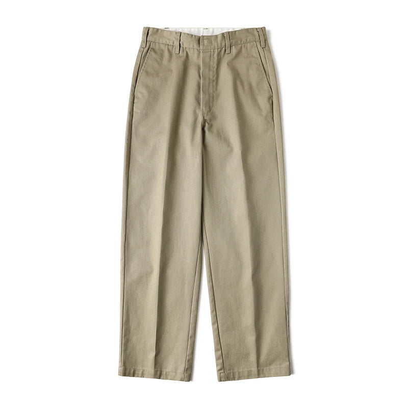Non Stock Cotton Polyester Work Pants Relaxed Straight Cut High Waist Casual Trousers For Men