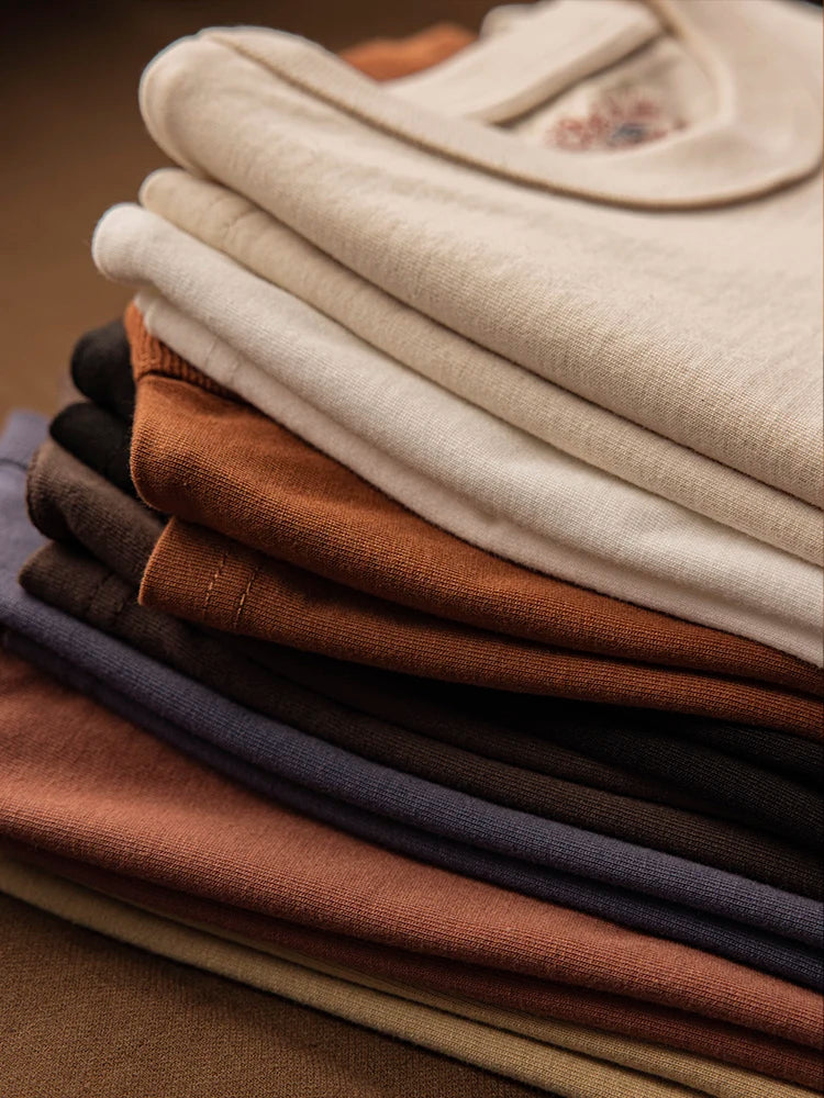 Red Tornado 270g Plain T-Shirts Amekaji Men Heavyweight Cotton Crew Neck Tee Shirt