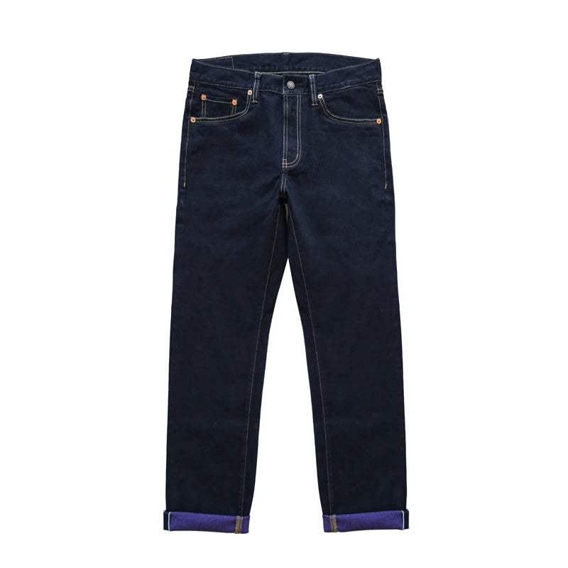SAUCE ZHAN T308XX Mens Jeans Purple JEAN DENIM Double Sided Dyeing Selvedge Denim Jeans Slim Fit Staight Leg  12.5 oz