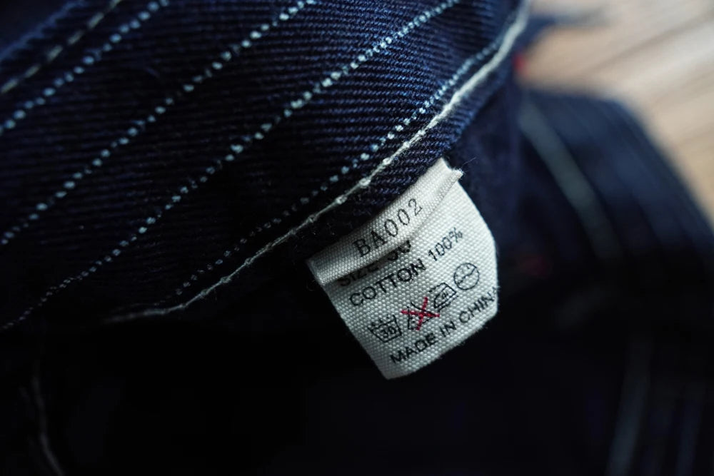 Sauce Zhan Mens Vintage Indigo Wabash Jeans Striped Selvedge Workwear Jeans - Men's American Classic Relax Fit Straight Leg