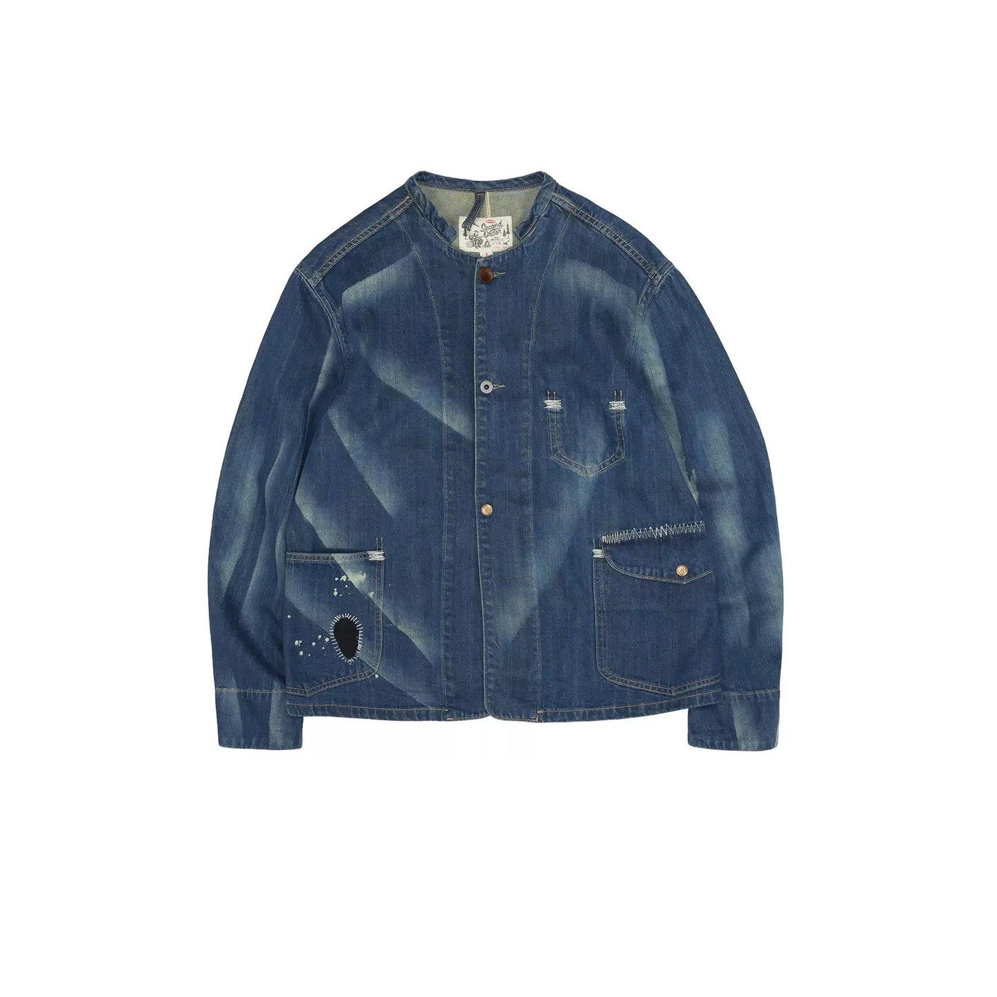Second Order Engineer Selvage Denim Jacket Vintage Wash Workwear Coat Blue