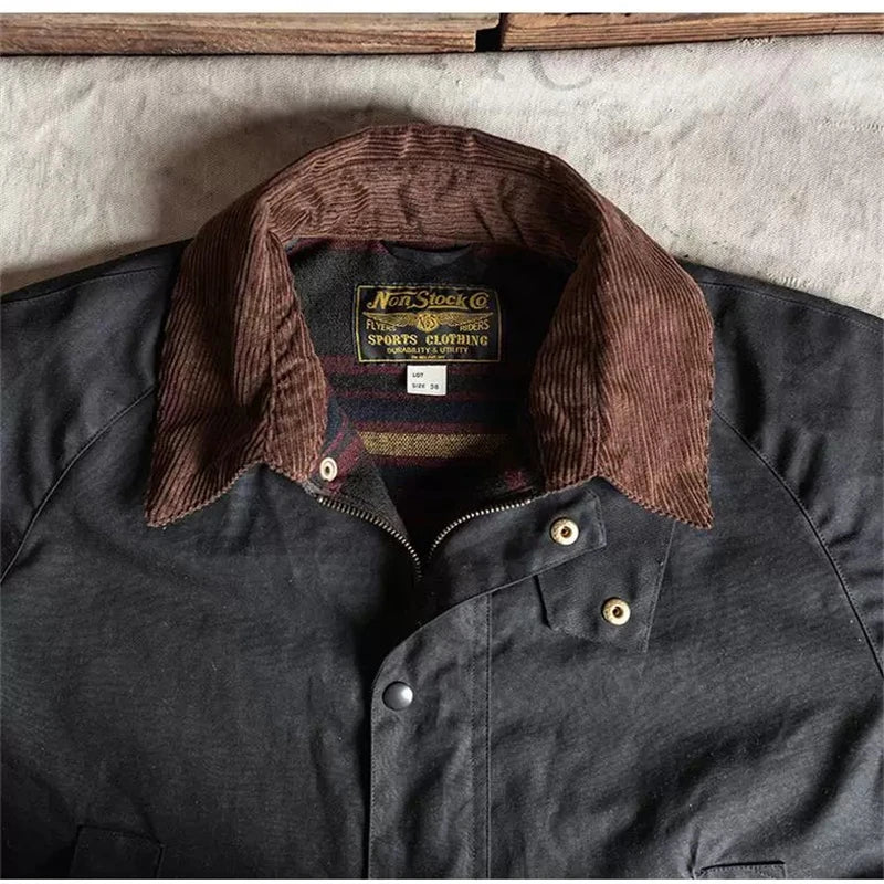 Non Stock Light Waxed Country Jacket Heritage Style Mens 4-Pocket Outerwear Coat