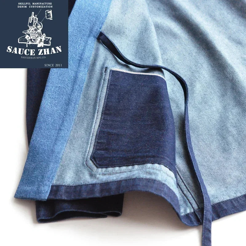 SauceZhan Noragi Jacket Robe Priest Frock Selvedge Denim Jacket Jean Jacket Men Vintage Fall Men's Jackets Soft Washing Denim