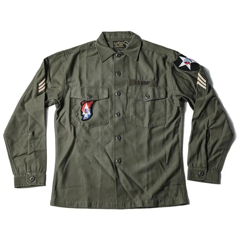 NON STOCK OG-107 Vietnam War Long Sleeve Shirt Cotton Satin Military Style Overshirt