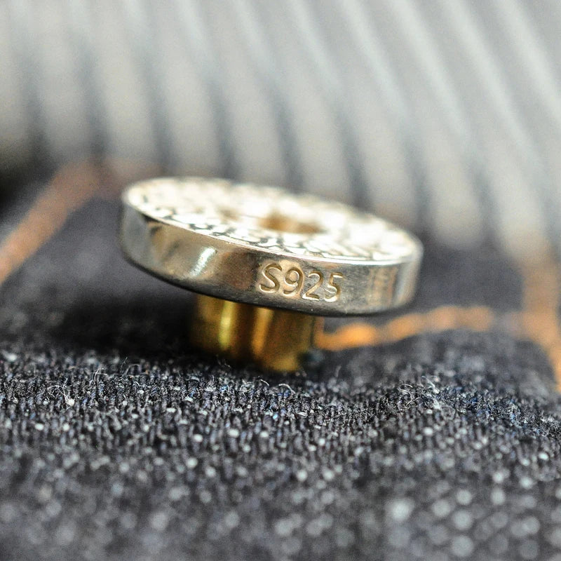 SAUCE ORIGIN Mens Jeans 925 Real Silver Buttons Jeans JAPAN BLUE Top Selvedge Denim Tapered Legsl  Handmade 16 Oz