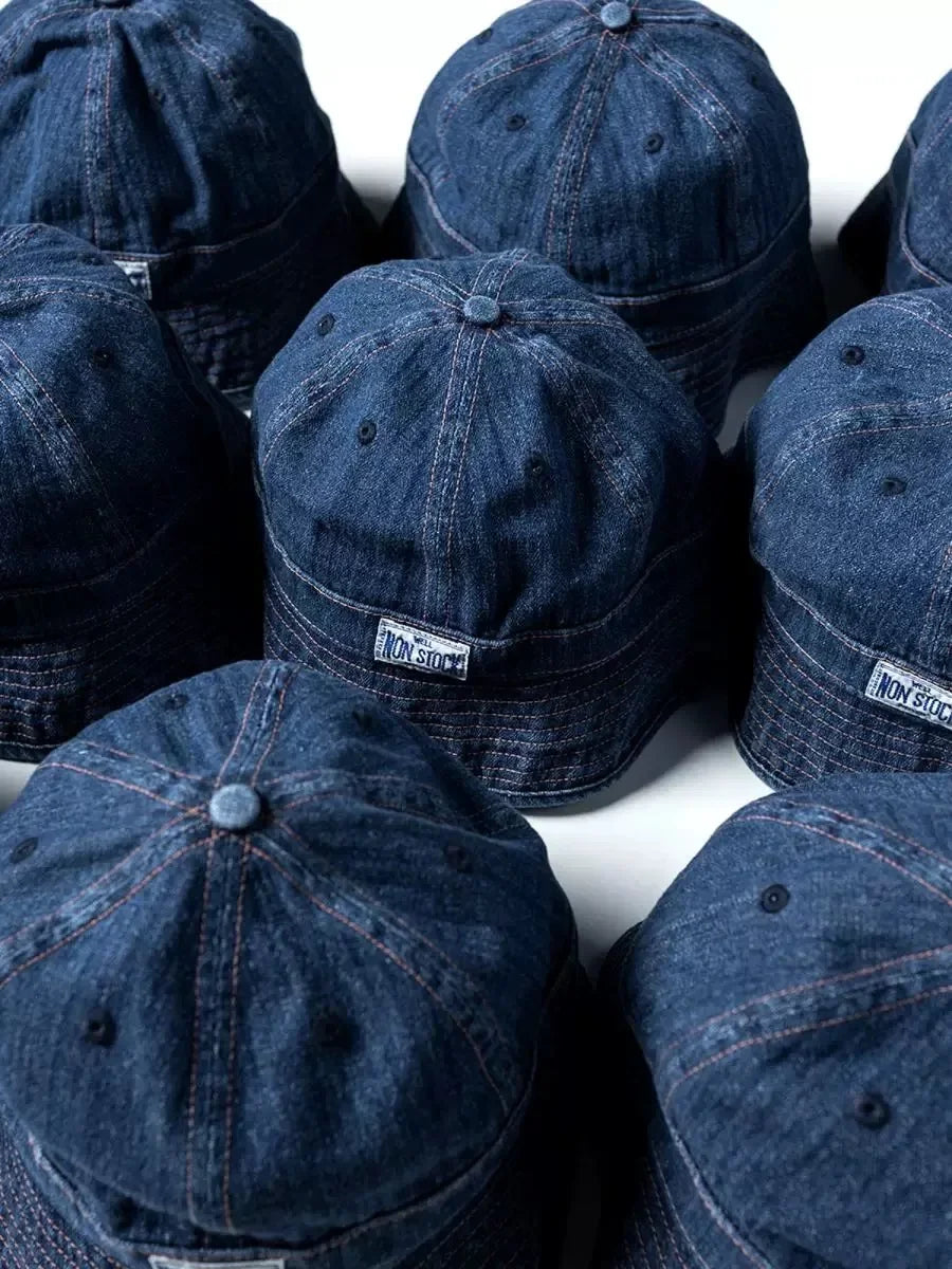 Non Stock HBT Denim Dome Bucket Hat Washed Cotton Fisherman Cap For Daily Casual Vacation