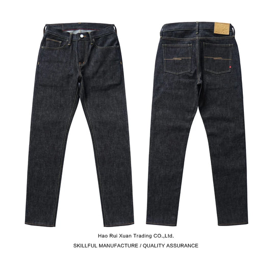 SAUCE ORIGIN 1A910-AG Mens Jeans Selvedge Denim Jeans for Man Silver Button Slim Fit Handmade 15 Oz