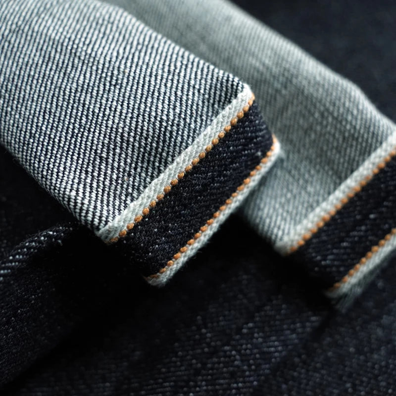 SAUCE ORIGIN 1A910-AG Mens Jeans Selvedge Denim Jeans for Man Silver Button Slim Fit Handmade 15 Oz