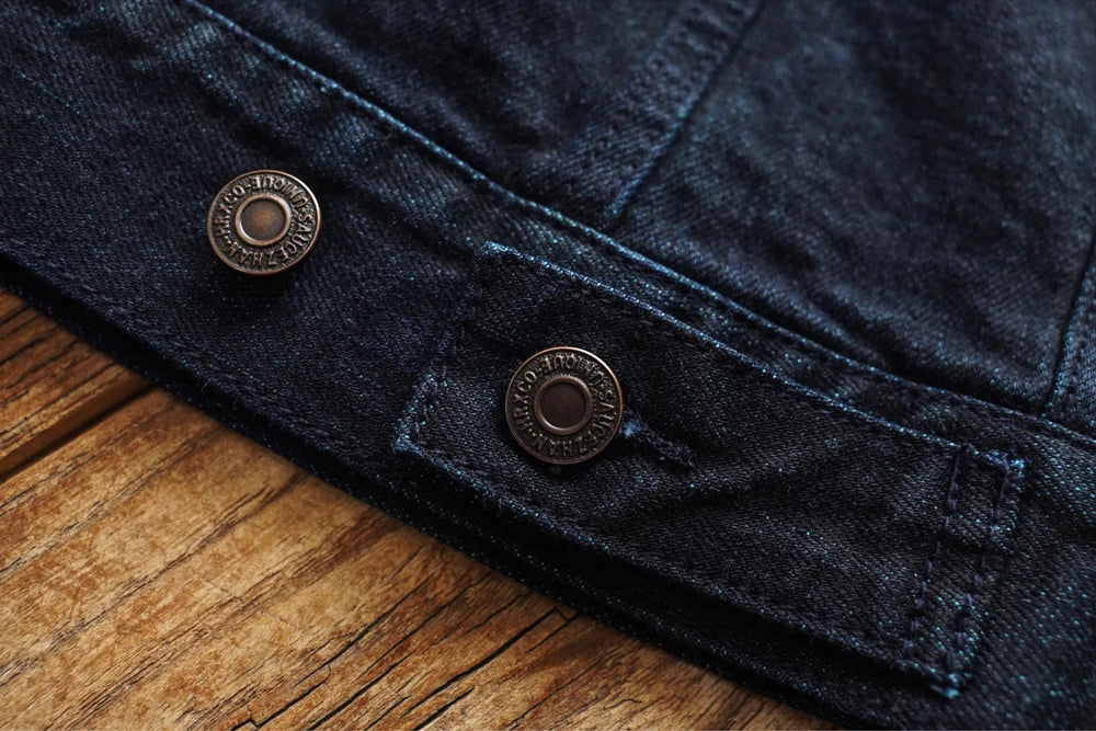Sauce Zhan Mans Jacket Indigo Selvedge Denim Jacket Jean Jacket Men Vintage Chinese Style Knot Button Loose Fit