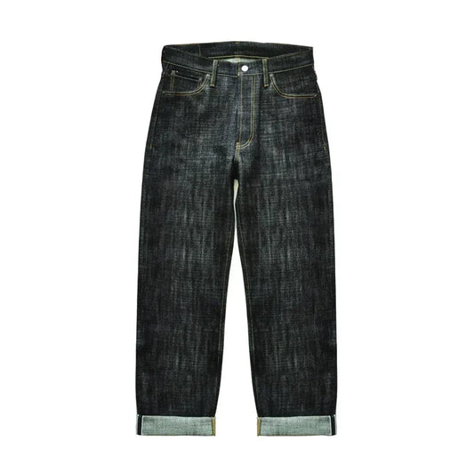 Saucezhan 344XX-Forest Jeans for Men Furinkazan  Selvedge Raw Denim Jeans Mens Jeans LOOS Fit 16.8 OZ Silver-plated Buttons