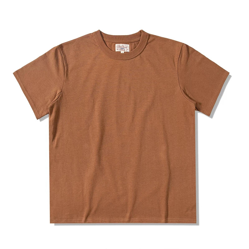 Red Tornado 270g Plain T-Shirts Amekaji Men Heavyweight Cotton Crew Neck Tee Shirt